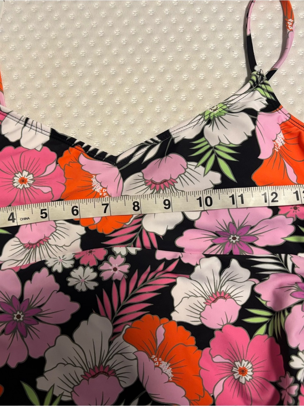 Shade & Shore Black One-Piece Swimsuit with Pink & Orange Floral Print